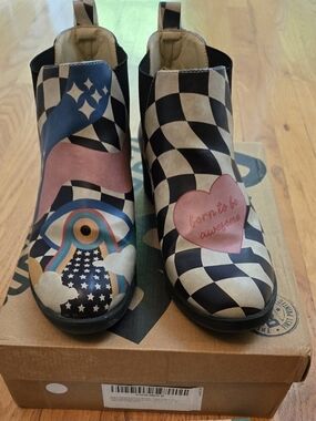 Dogo "Born To Be Awesome" Checkerboard Rainbow Heart Slip-On Boots - Multicolor